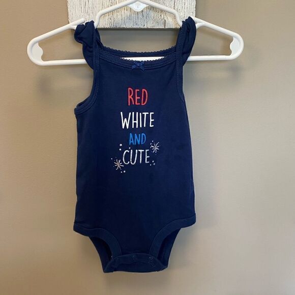 Bundle (2) Red, White, & Blue 6 Month Baby Outfits and (1) 6-9M Outfit - Picture 1 of 7